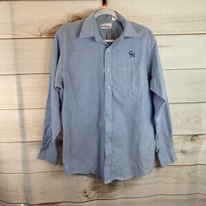Mark Twain Blue "Wrinkle Free" Long Sleeve Button Up Size Medium